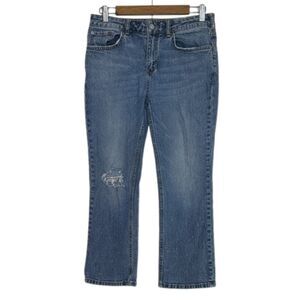 Anthropologie Pilcro Yaya Kick Flare Jeans Womens 29 Petite Cropped Distressed